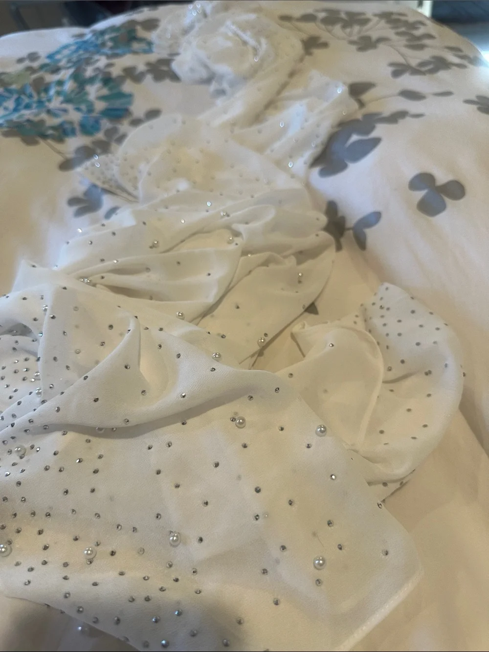 cezanne Cream Duvet Cover with Pearl & Crystal Accents